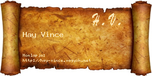 Hay Vince névjegykártya
